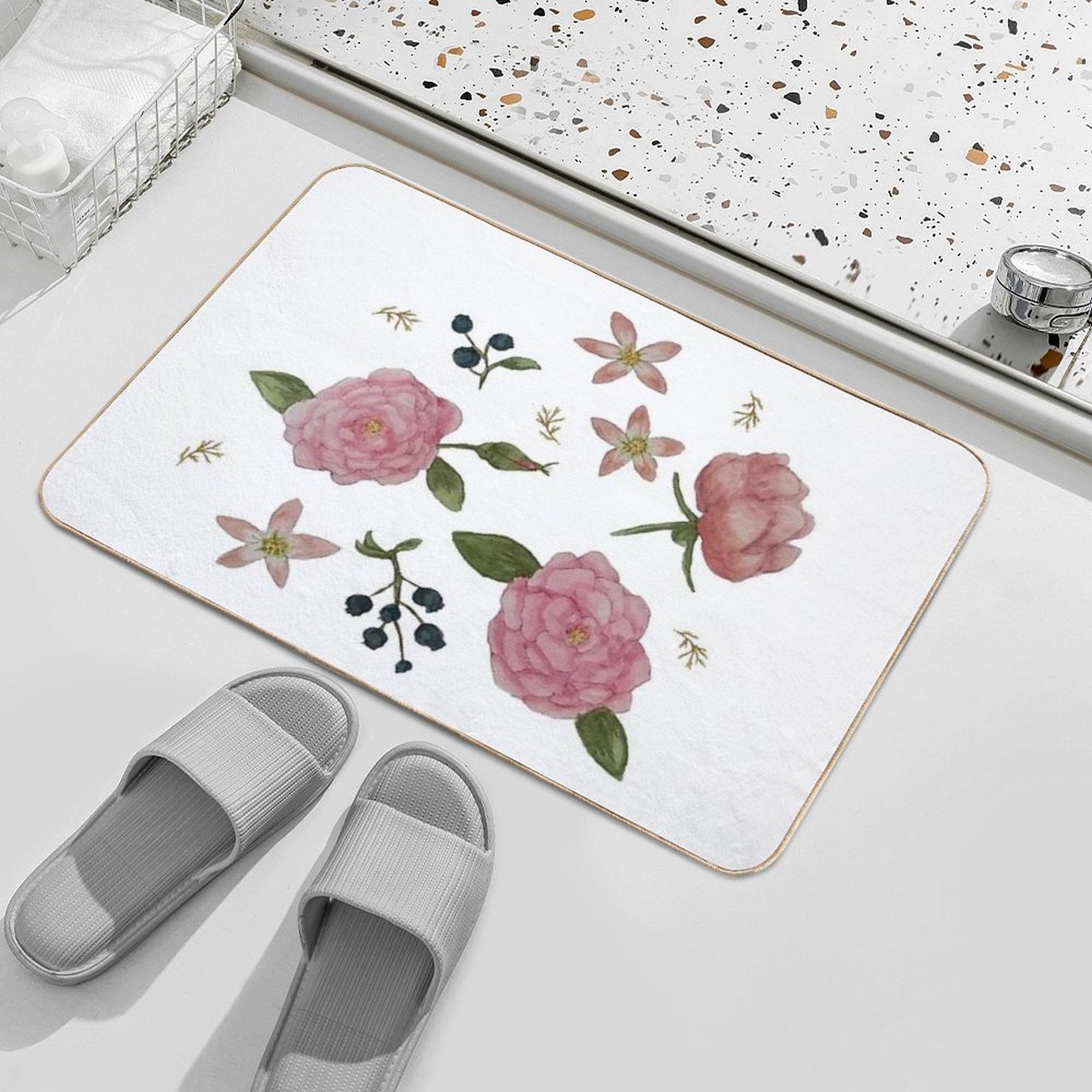 Evie's Flowers  Absorbent Bath Mat
