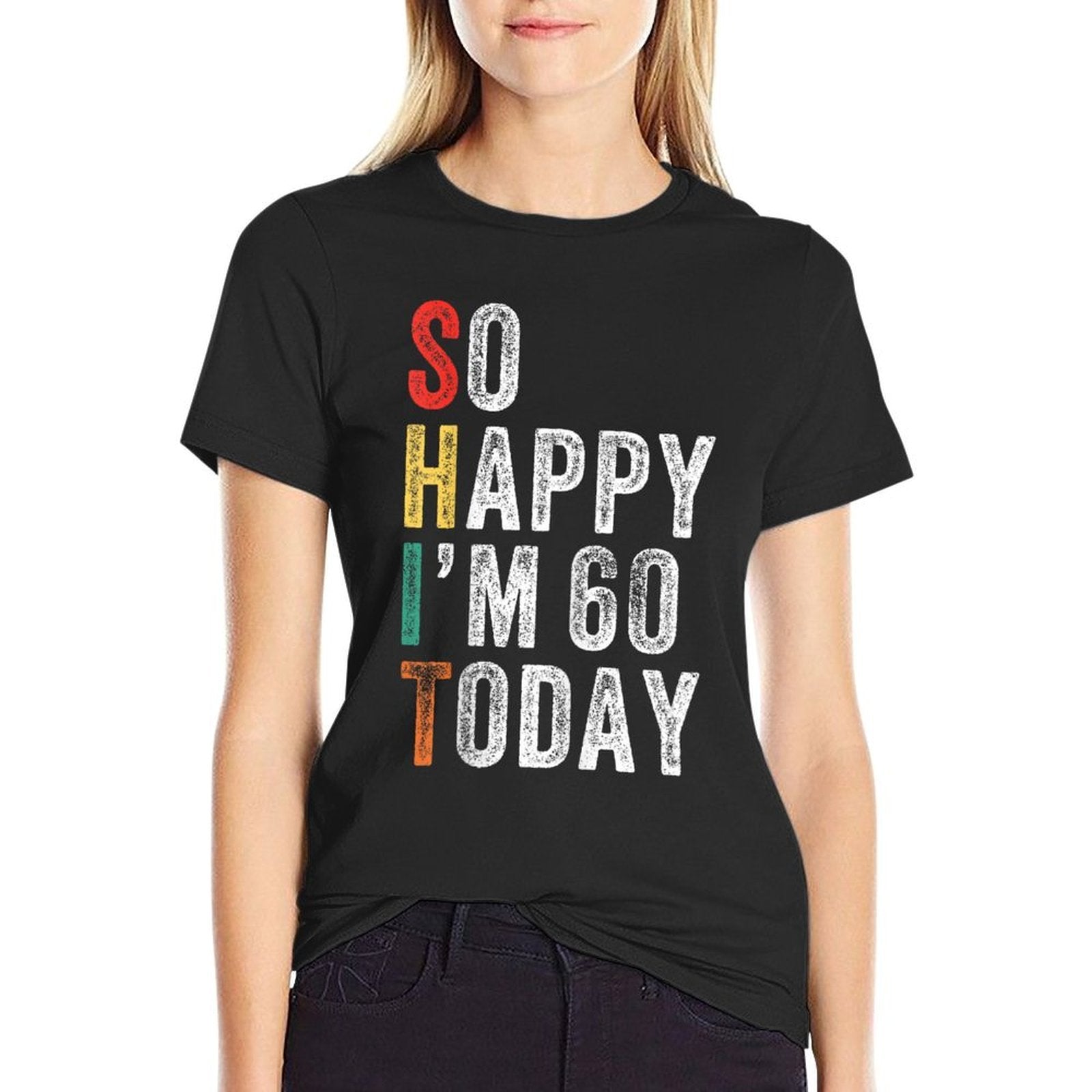 So Happy I'm 60 Today Funny 60th Birthday  Trendy Pattern T-Shirt