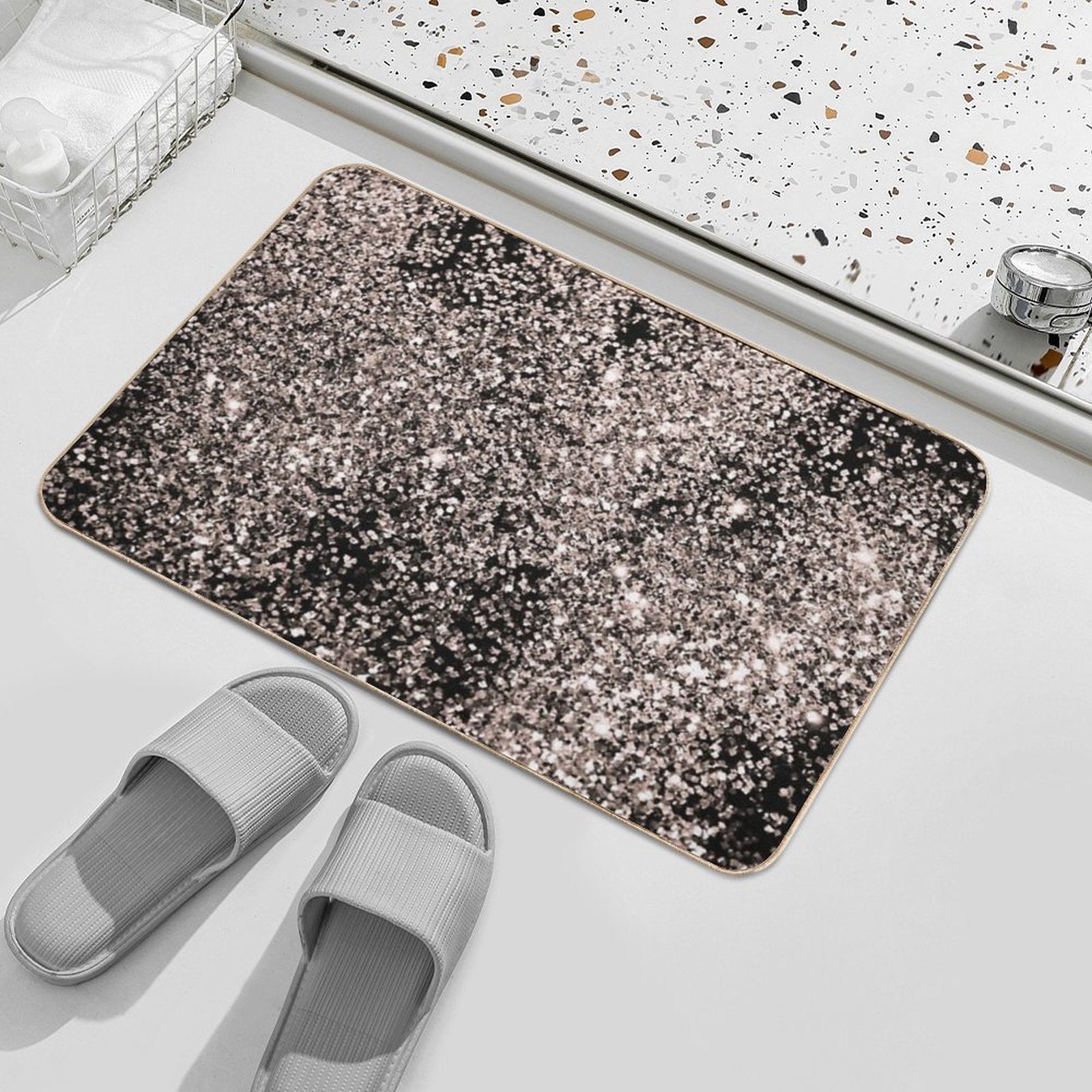 Rose Gold Glam #1 (Photo of Glitter Only - Not Reflective)  Eco-Friendly Bath Mat