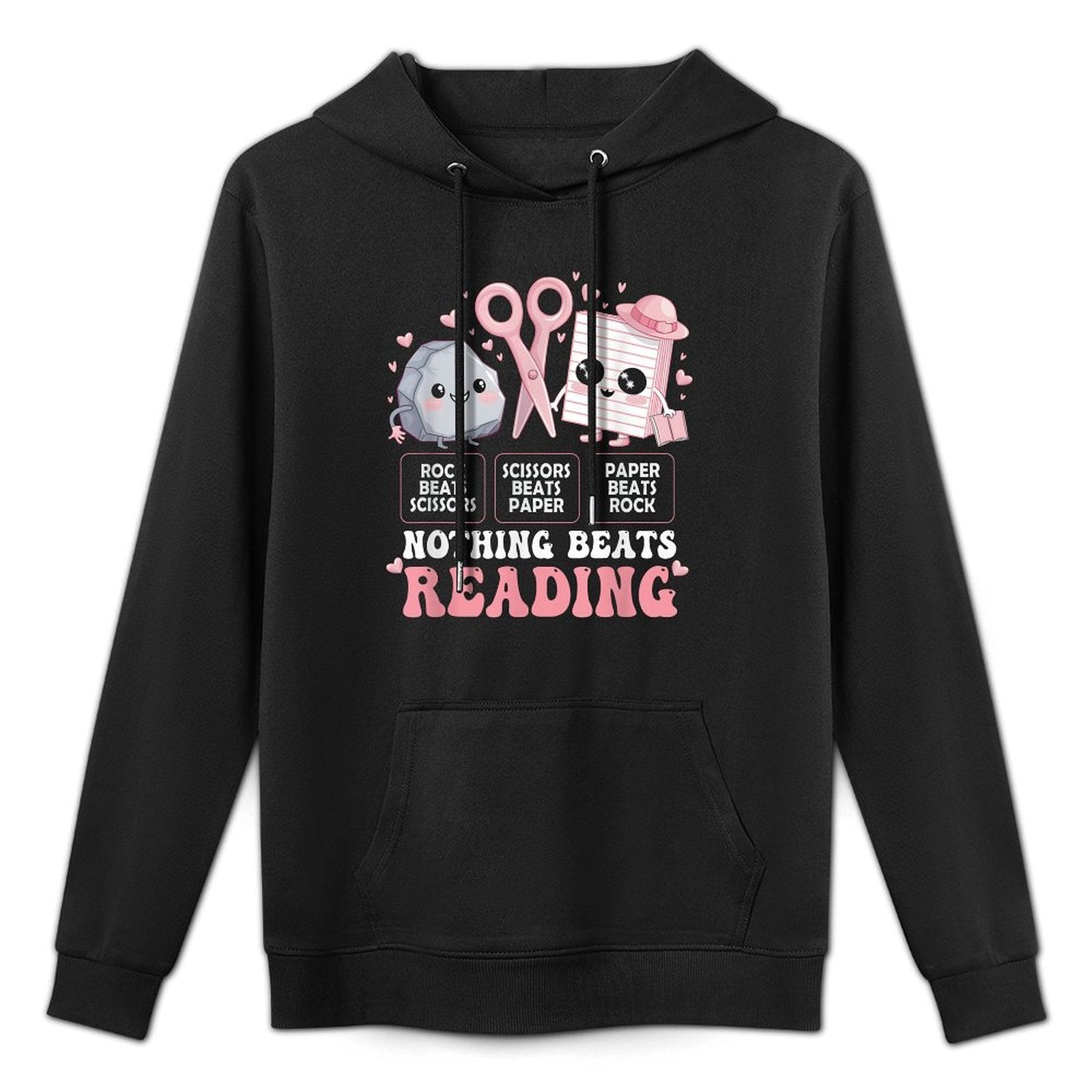 Nothing Beats Reading Book Librarian Rock Paper Scissors Unisex Design Hoodie