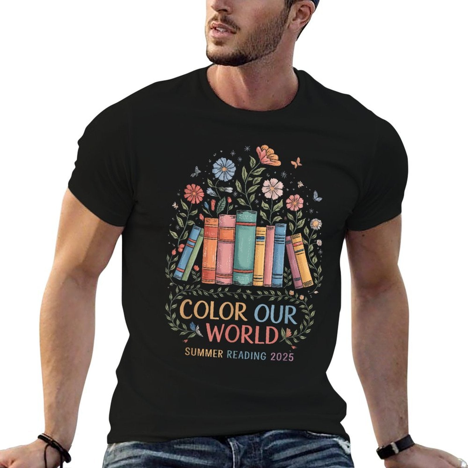 Color Our World Summer Reading 2025 Book Wildflowers  Heathered Texture T-Shirt