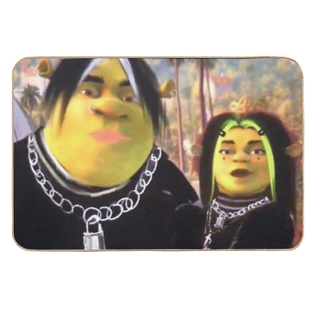 Eboy Shrek And Egirl Fiona  Easy To Clean Bath Mat