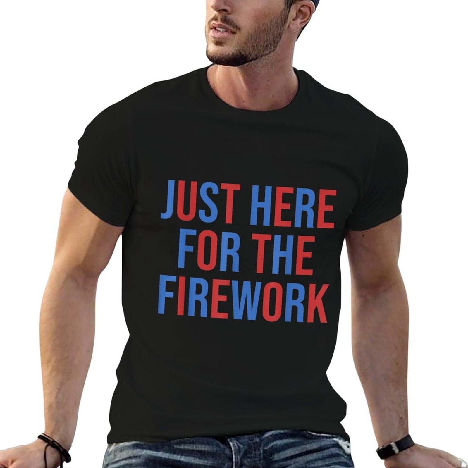Funny Im Just Here For The Fireworks 4th Of July Couple  Polyester Blend T-Shirt