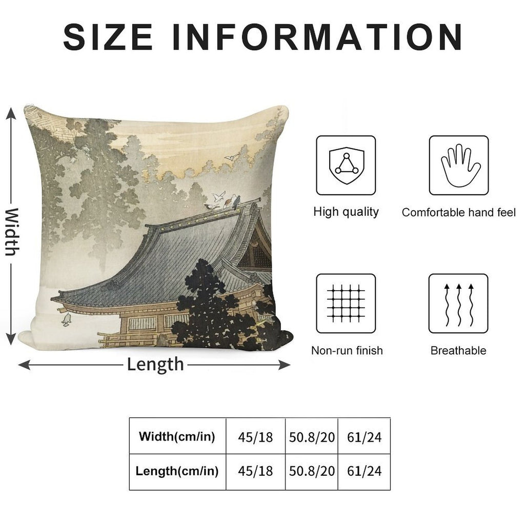 Pagoda - Japanese Art 1900s Soft Bedroom Essential Throw Pillow