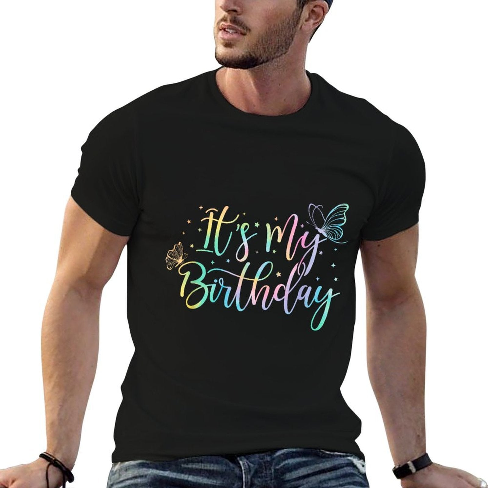 It's My Birthday Butterfly Tie Dye Birthday Party Women Girl  Easy-care T-Shirt