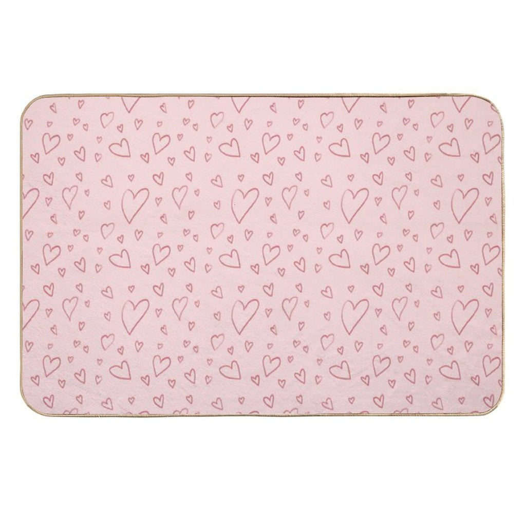 Cute Sweet Pink Hearts As Romantic Seamless Pattern Background Backdrop Wallpaper, Illustration of Love for Valentine's Day  Fade-Resistant Bath Mat