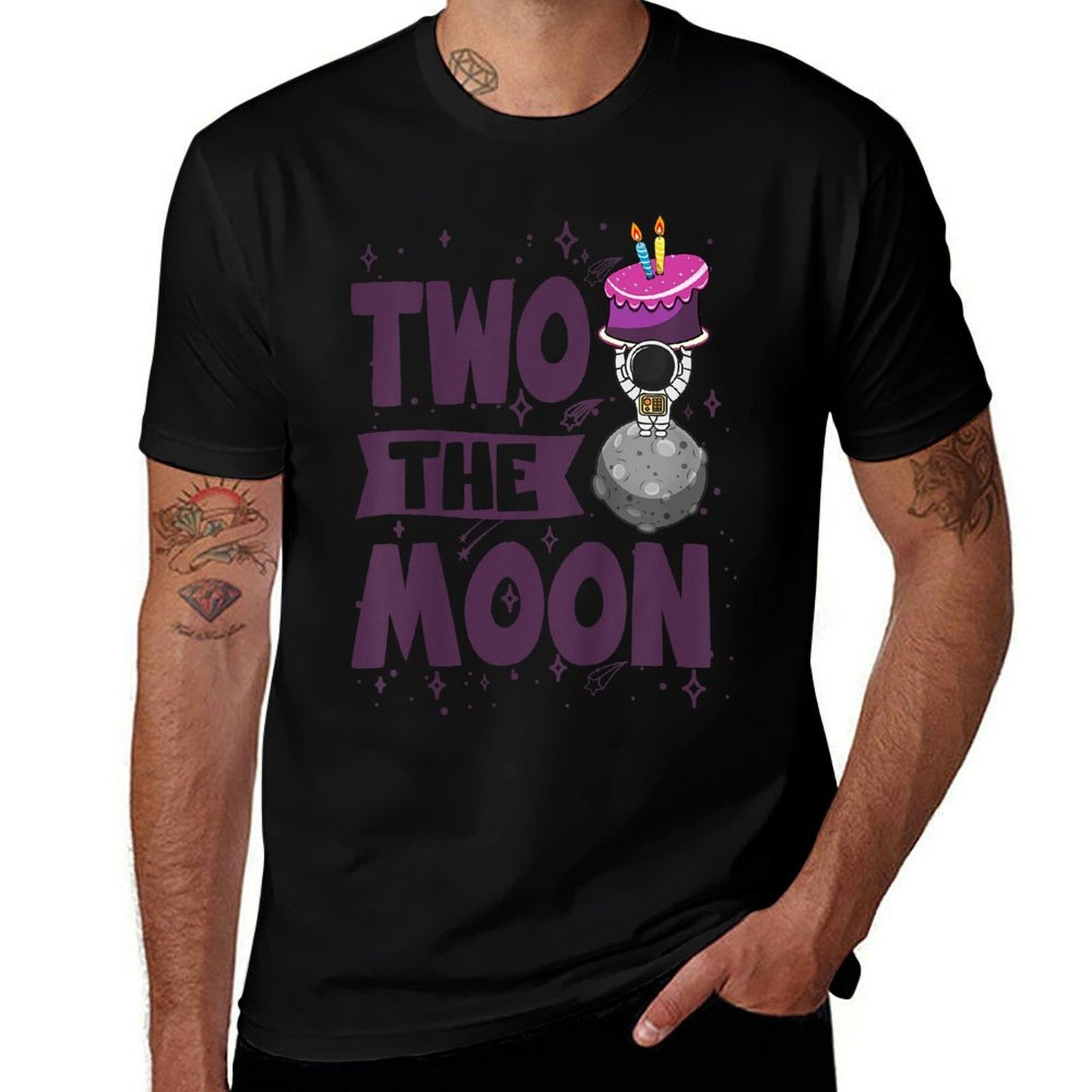 Kids TWO THE MOON Girls 2nd Birthday Gift For 2 Year Old  Slim-fit Cut T-Shirt