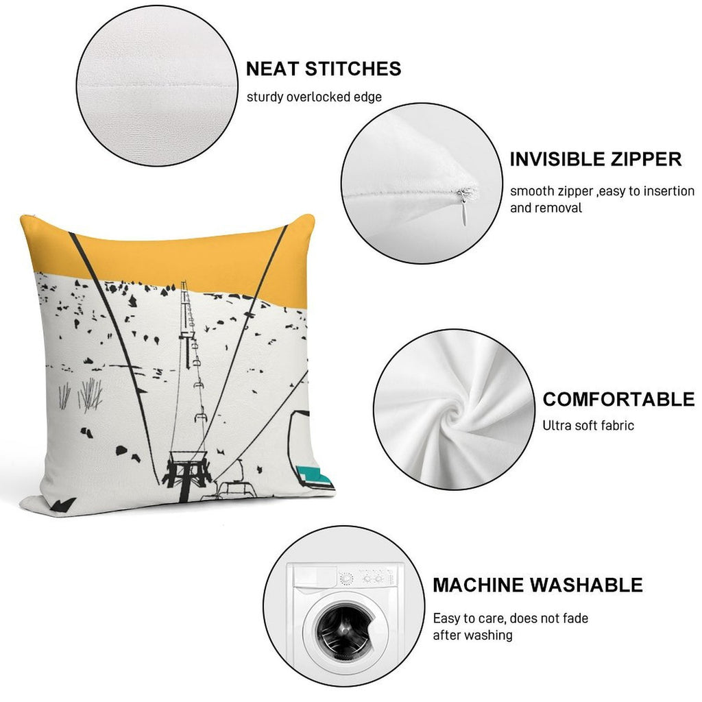 Ski Soft Hidden Zipper Throw Pillow
