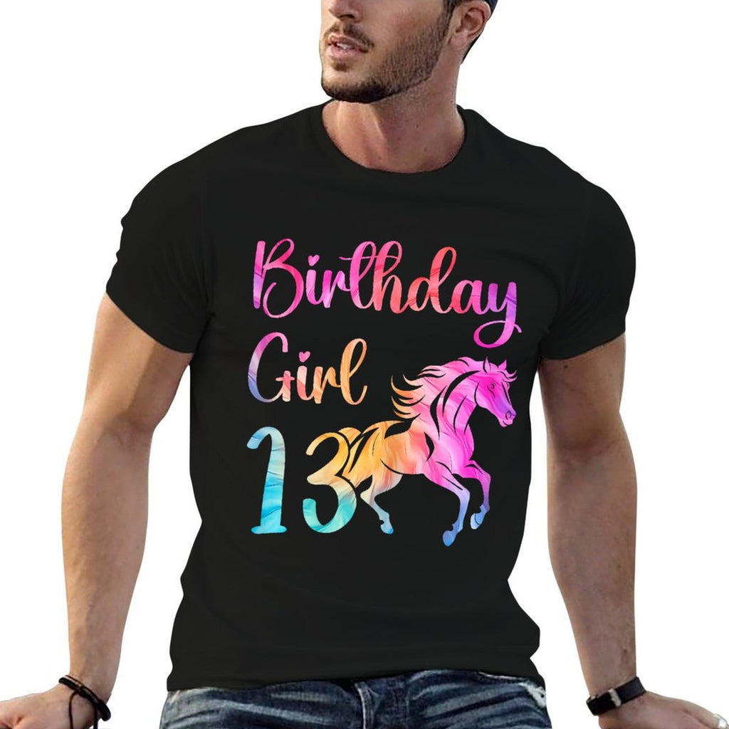 13th Birthday Horse 13 Year Old Girl Birthday Horse Lovers  Fade-proof Color T-Shirt