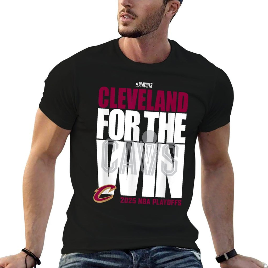 NBA Official Cleveland Cavaliers For The Win 2025 Playoffs  Easy-care T-Shirt