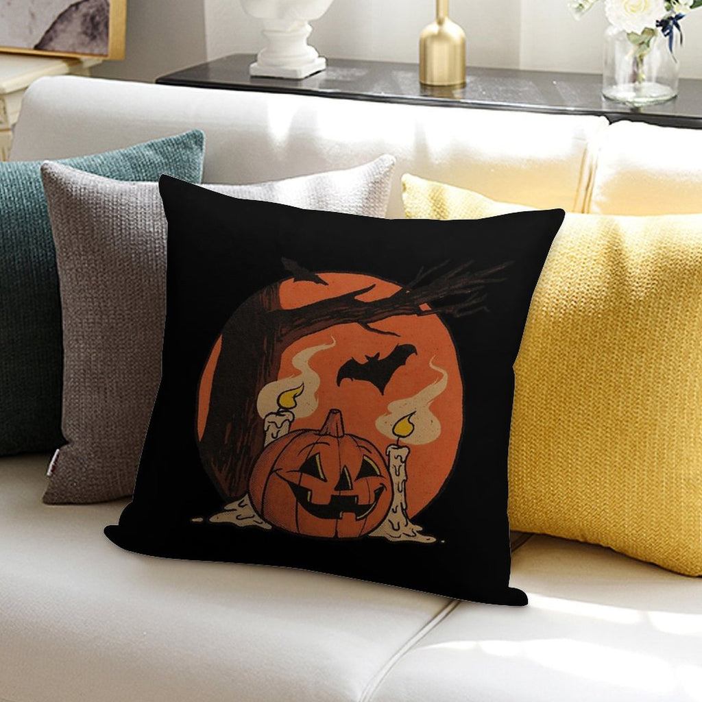 Vintage Pumpkin Scene Halloween Soft Durable Construction Throw Pillow