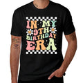 In My 9th Birthday Era Cute Daisy Groovy 9th Birthday Party  Ribbed Collar T-Shirt