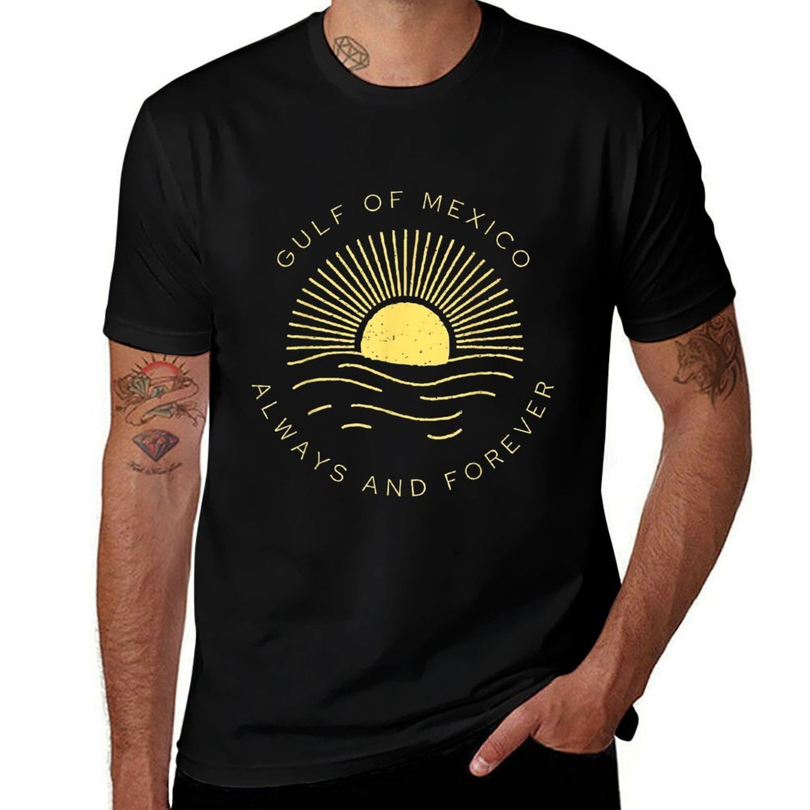Gulf of Mexico Always & Forever Vintage Sunset Political  Graphic-printed T-Shirt