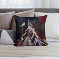Cat And Budgie Portrait -  Big Cat And Cyril Soft Easy Maintenance Throw Pillow