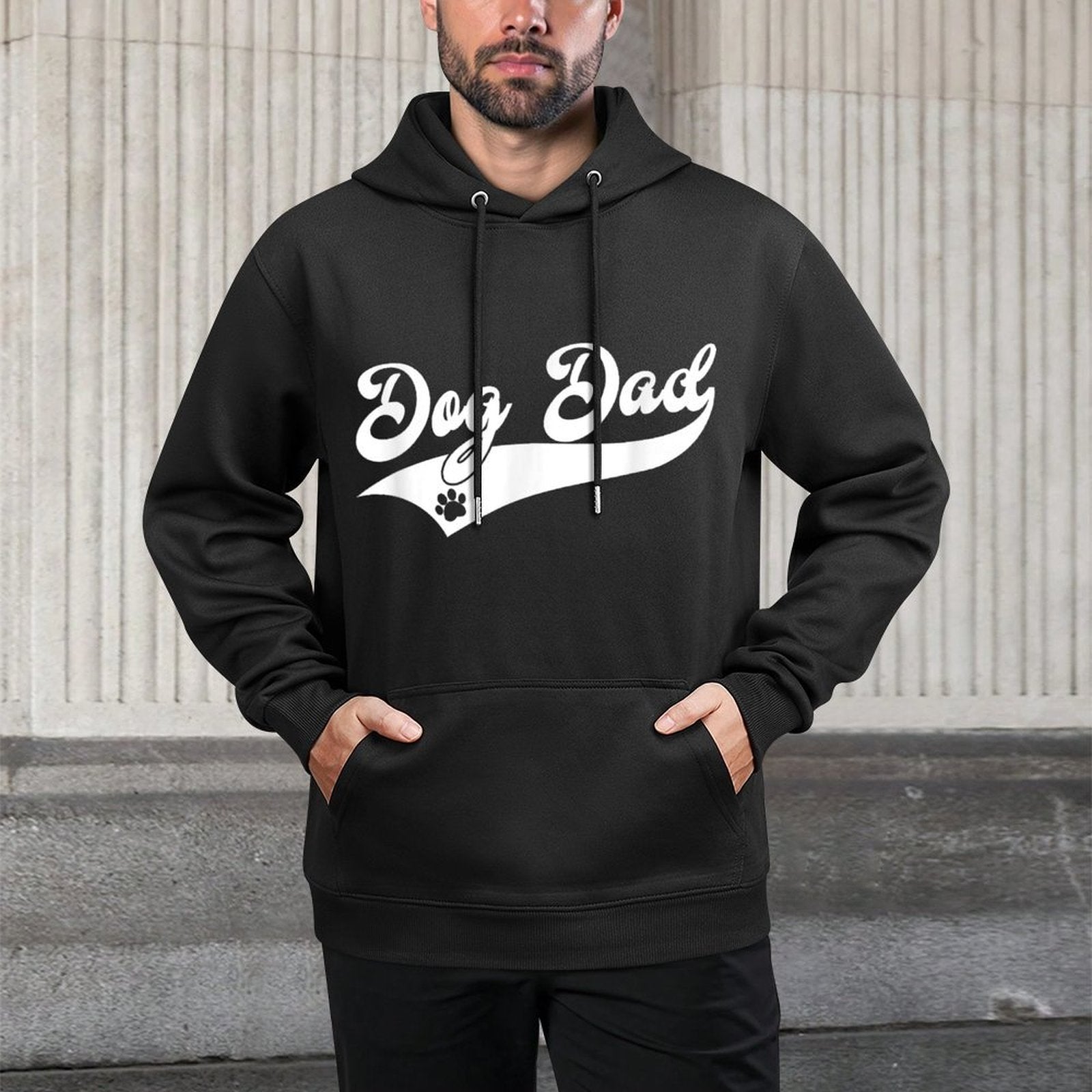 Dog Dad - Athletic Design Style - Funny Dog Paw - Classic Shrink-Resistant Hoodie