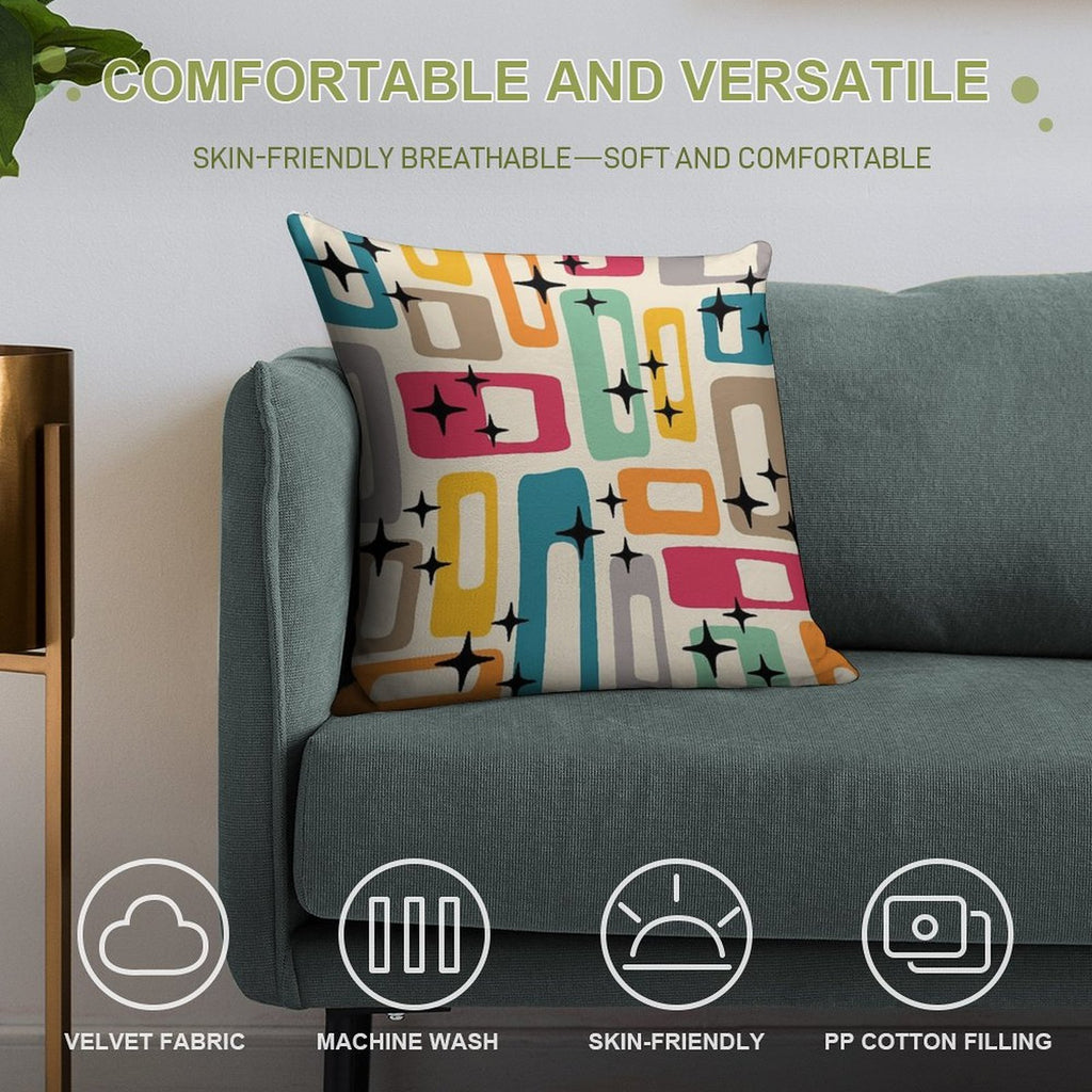 Retro Mid Century Modern Abstract Pattern 154 Soft Home Decor Throw Pillow