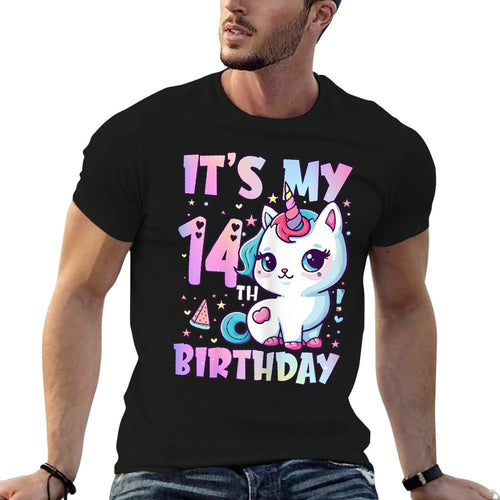 14th Birthday Girls 14 Year Old Cat Unicorn Birthday  Classic T-Shirt