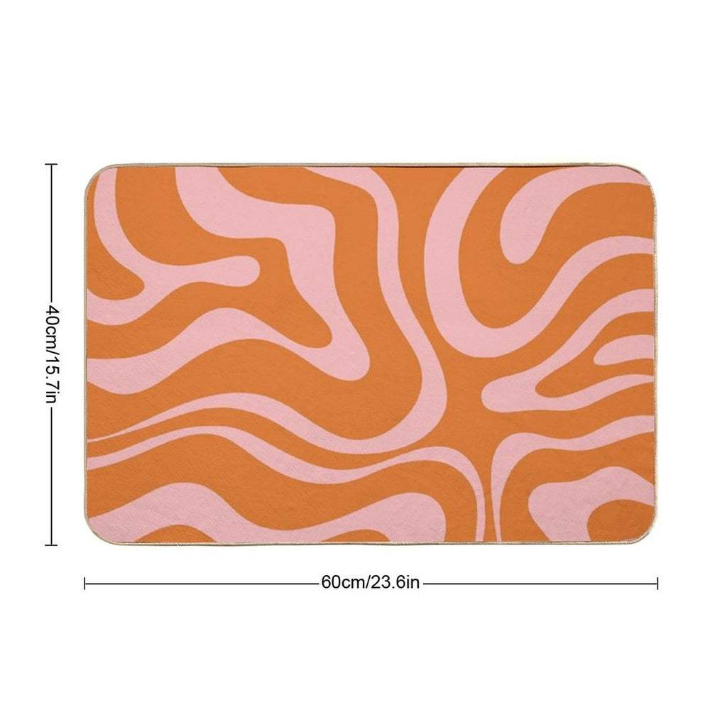 Liquid Candy Retro Abstract Pattern in Pink And Orange  Slip-Resistant Bath Mat