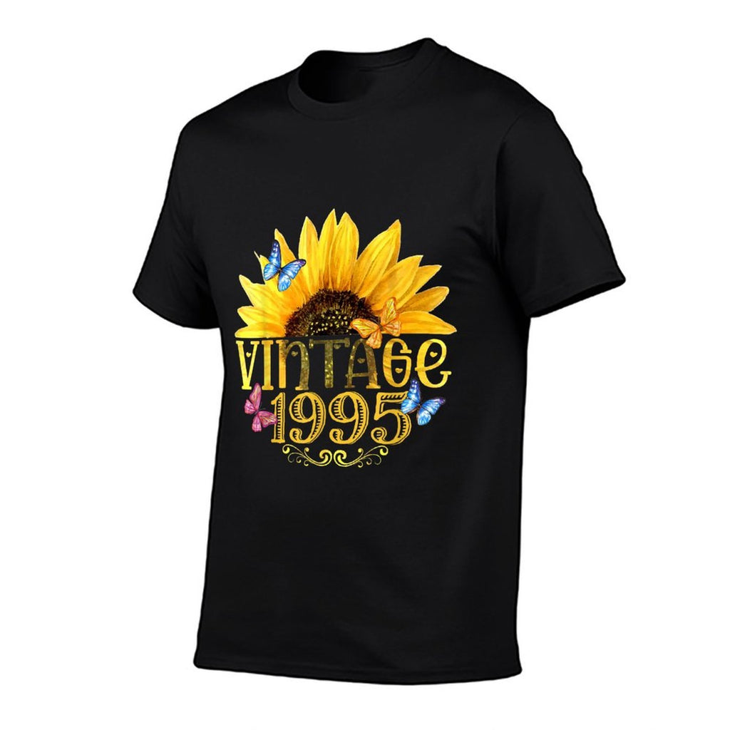 Vintage 1995 Sunflower Floral Butterfly Funny 30th Birthday  Polyester Blend T-Shirt