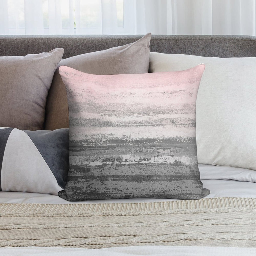 Pink Gray Landscape Soft Decorative Cover Throw Pillow