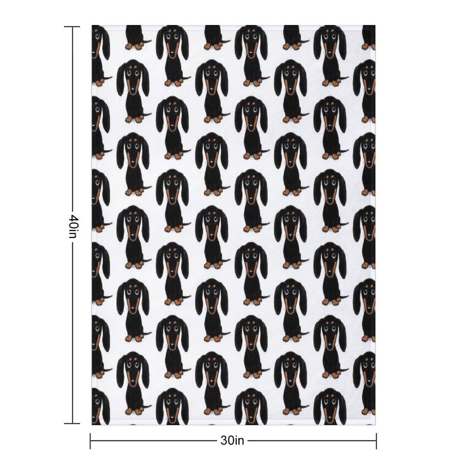 Cute Black And Tan Smooth Coated Dachshund Cartoon Dog Premium Throw Blanket