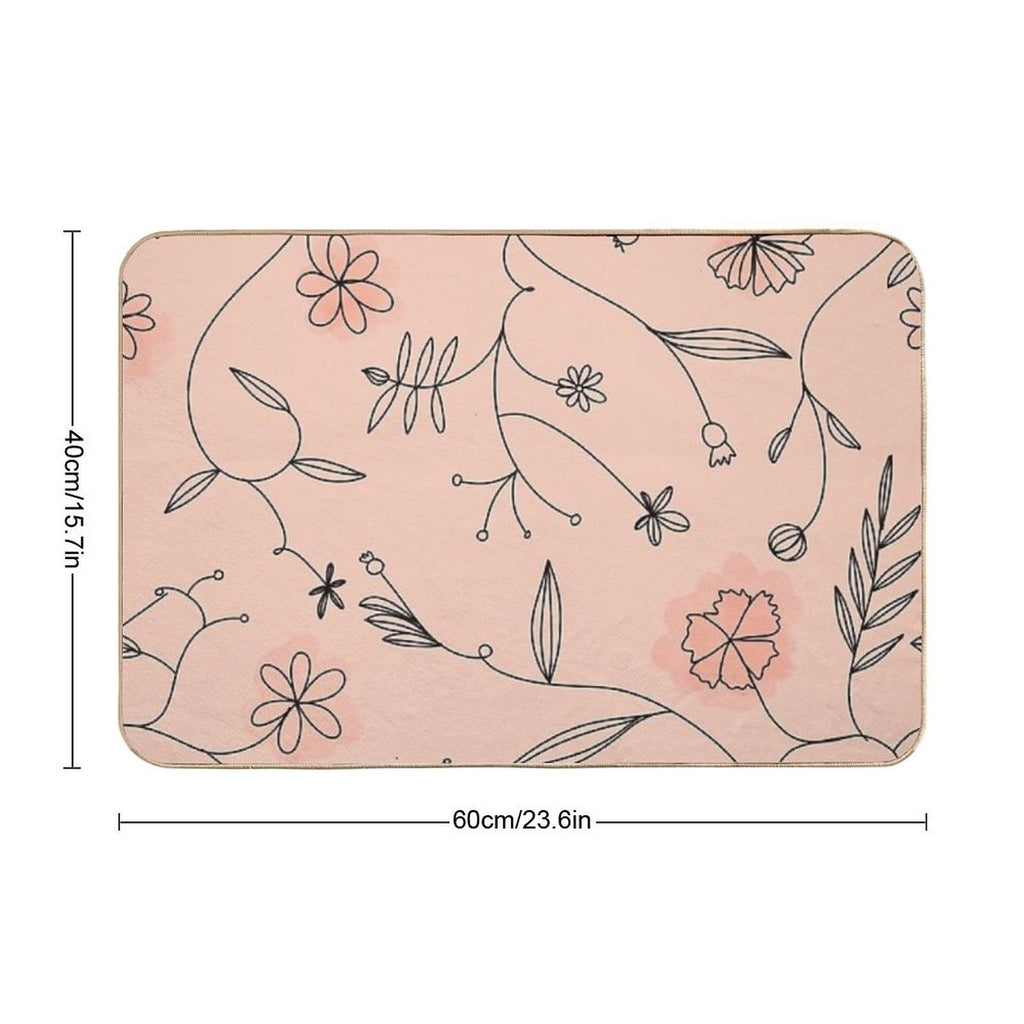 Pink Floral Boho Pattern  Non-Slip Bath Mat