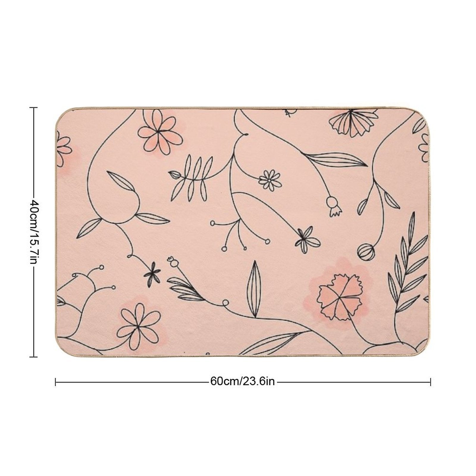 Pink Floral Boho Pattern  Non-Slip Bath Mat