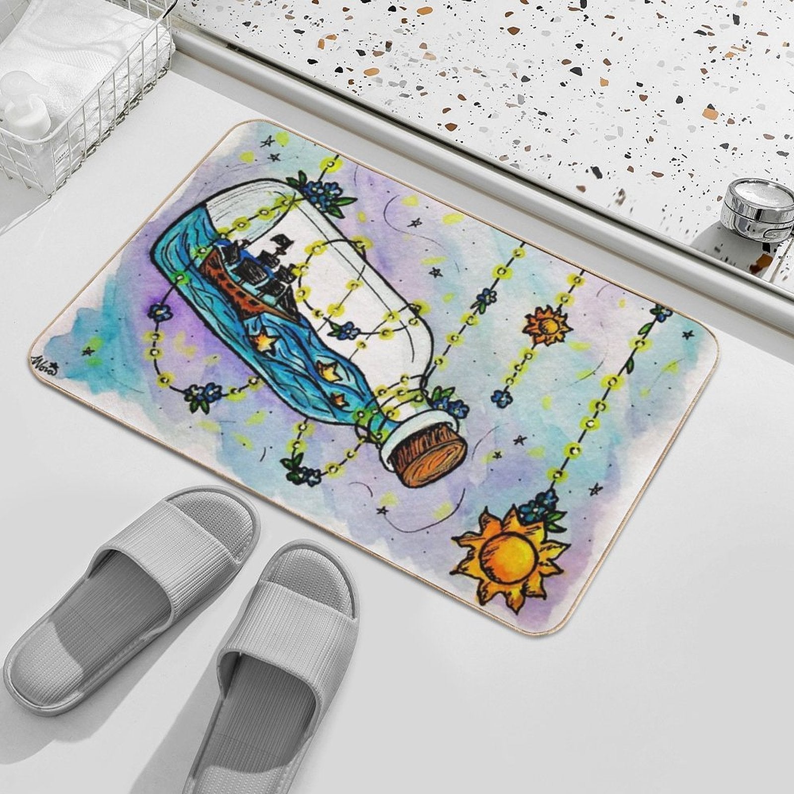 Not Yet    Suns & Pirate Ships    Inspired by The Amazing Devil  Repositionable Bath Mat