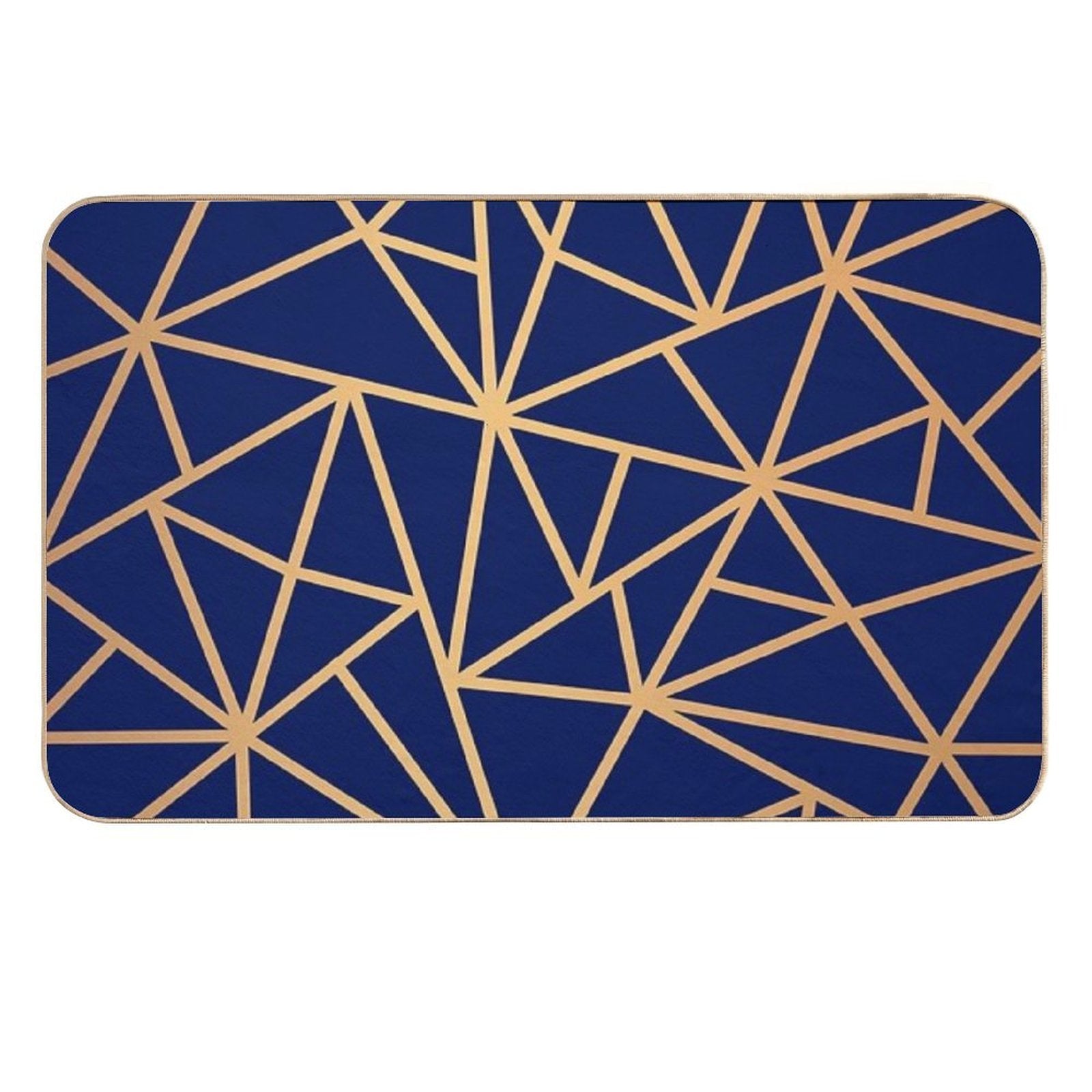 Blue And Gold Geometric Art Deco Lines  Anti-Trip Bath Mat