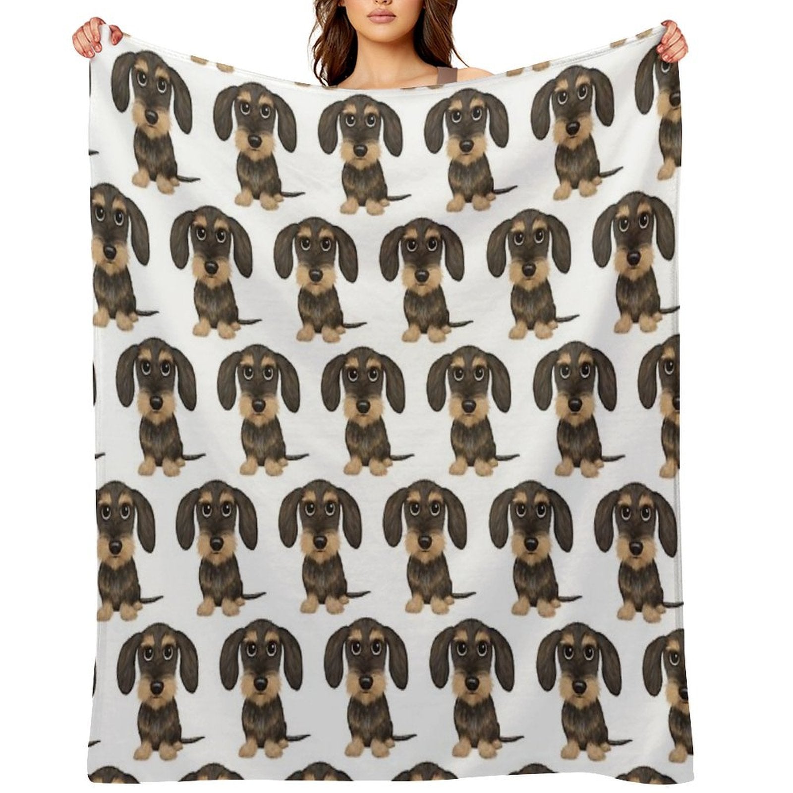 Wirehaired Dachshund  Cute Wire Haired Wiener Dog  Wild Boar And Tan Teckel Easy Care Throw Blanket