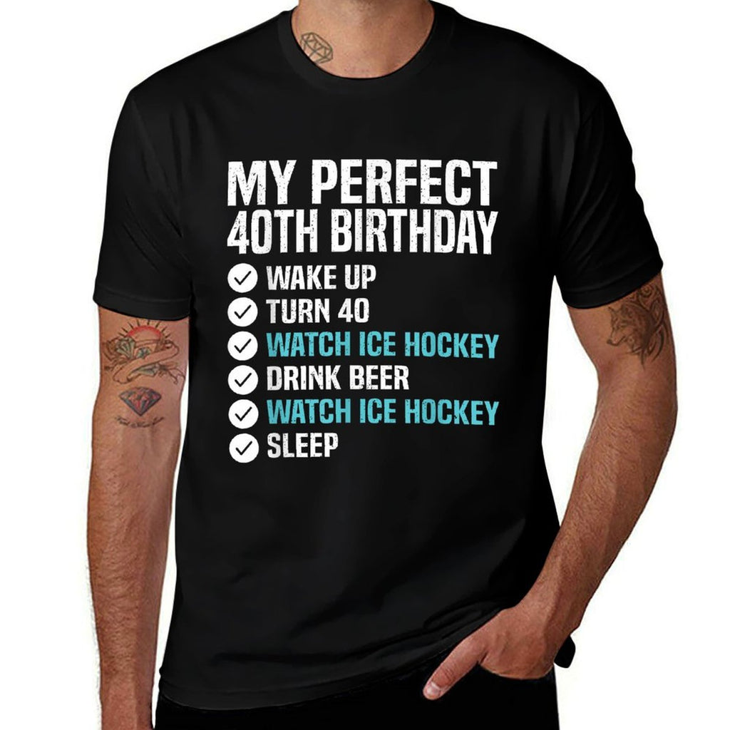 40 Years Old Perfect 40th Birthday Ice Hockey 40th Birthday  Slim-fit Cut T-Shirt