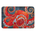 Red Watercolor Octopus  Easy Maintenance Bath Mat