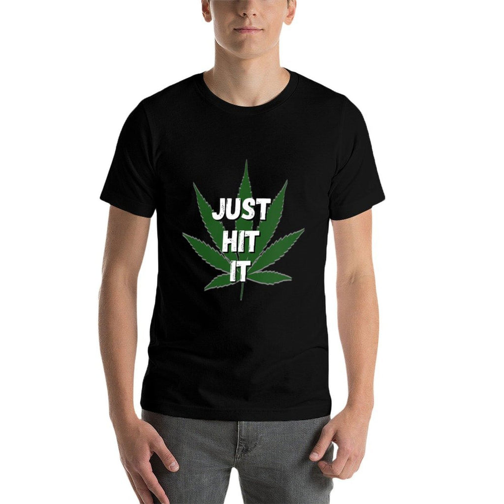Womens Pot Weed Leaf Just Hit It  Slim-fit Cut T-Shirt