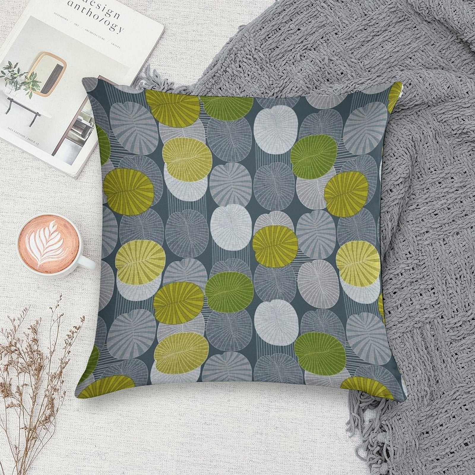Dickinsonia Lime Soft Skin-Friendly Throw Pillow