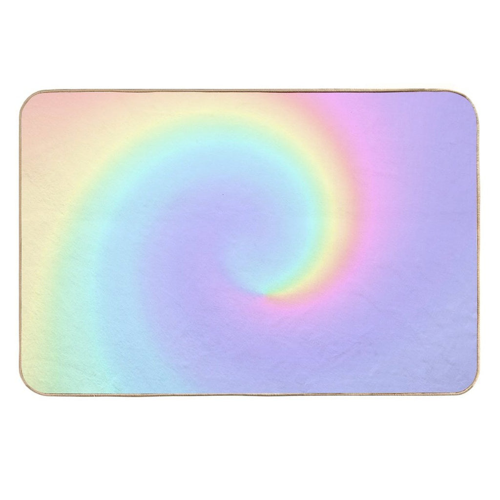 Light Pastel Rainbow Spiral  Odorless Bath Mat