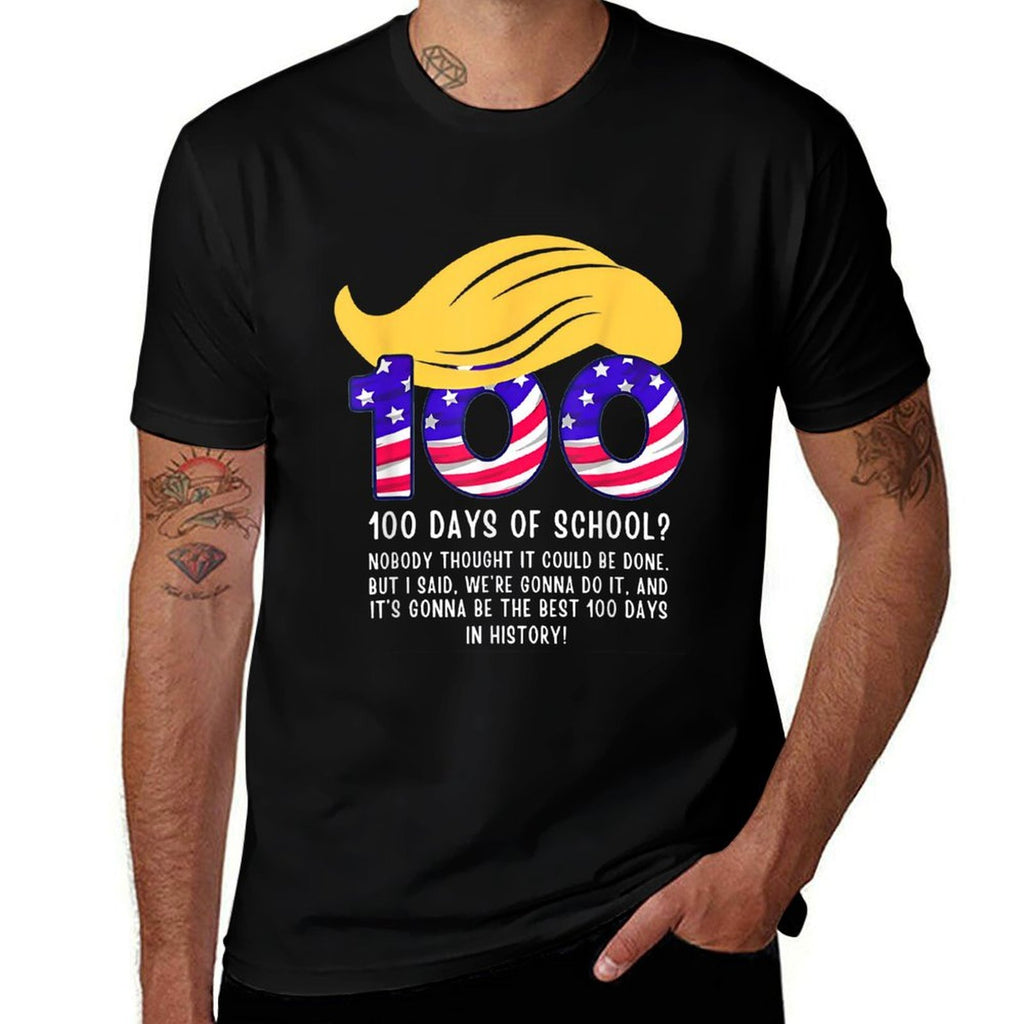 Funny Trump Hair 100 Days Of School  Oversized Silhouette T-Shirt