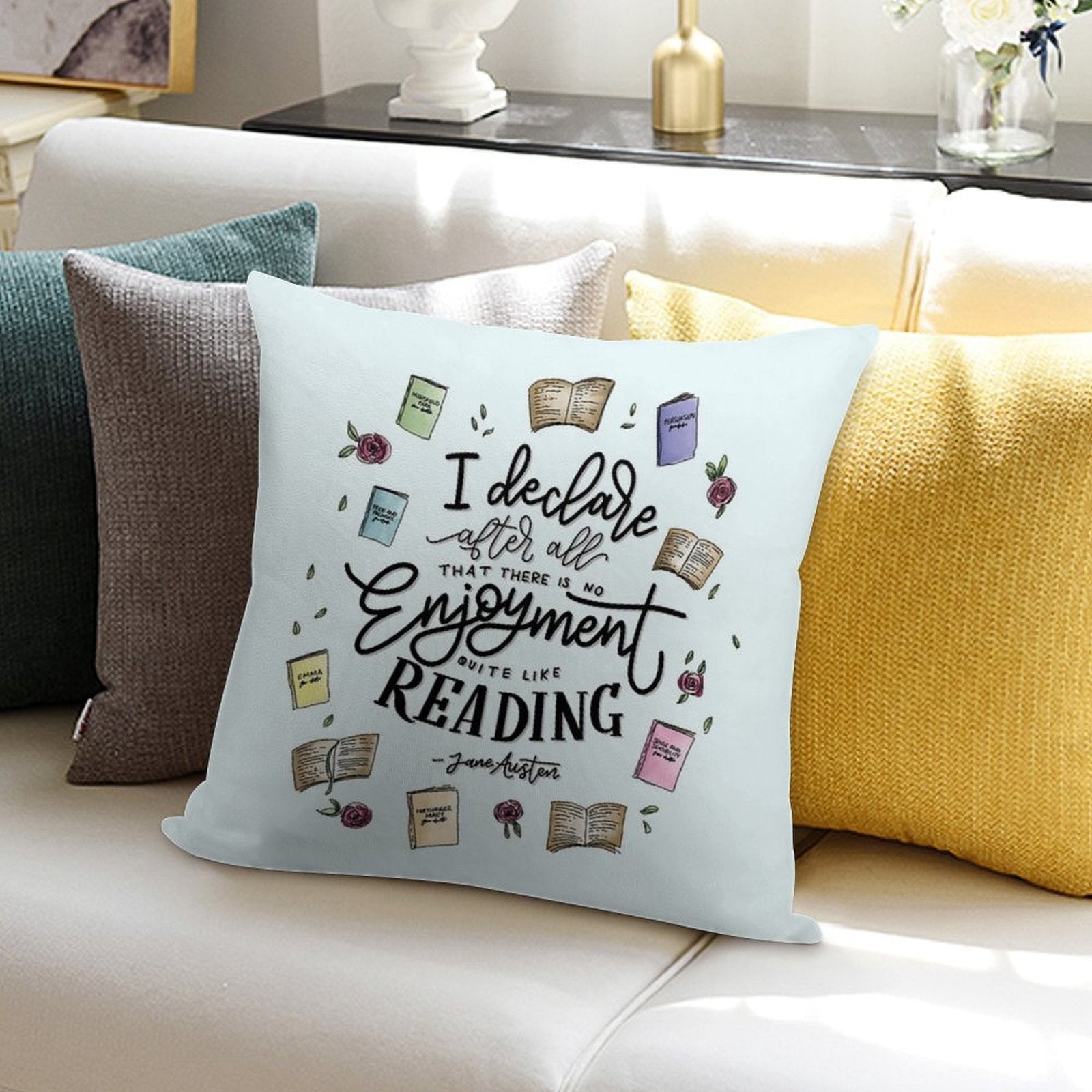 No Enjoyment Like Reading Soft Luxury Feel Throw Pillow