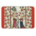 GERMAN POET WITH HIS BELOVED LADY ,MEDIEVAL MINIATURE WITH WILD ROSES  Fade-Resistant Bath Mat