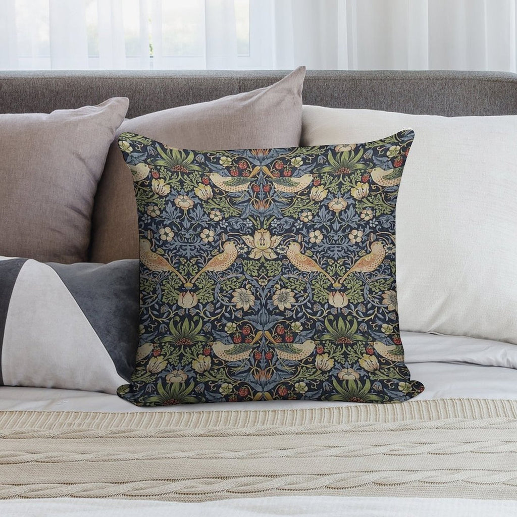 William Morris Strawberry Thief Pattern Soft Warmth Comfort Throw Pillow