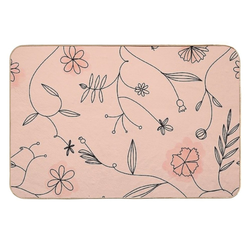Pink Floral Boho Pattern  Non-Slip Bath Mat