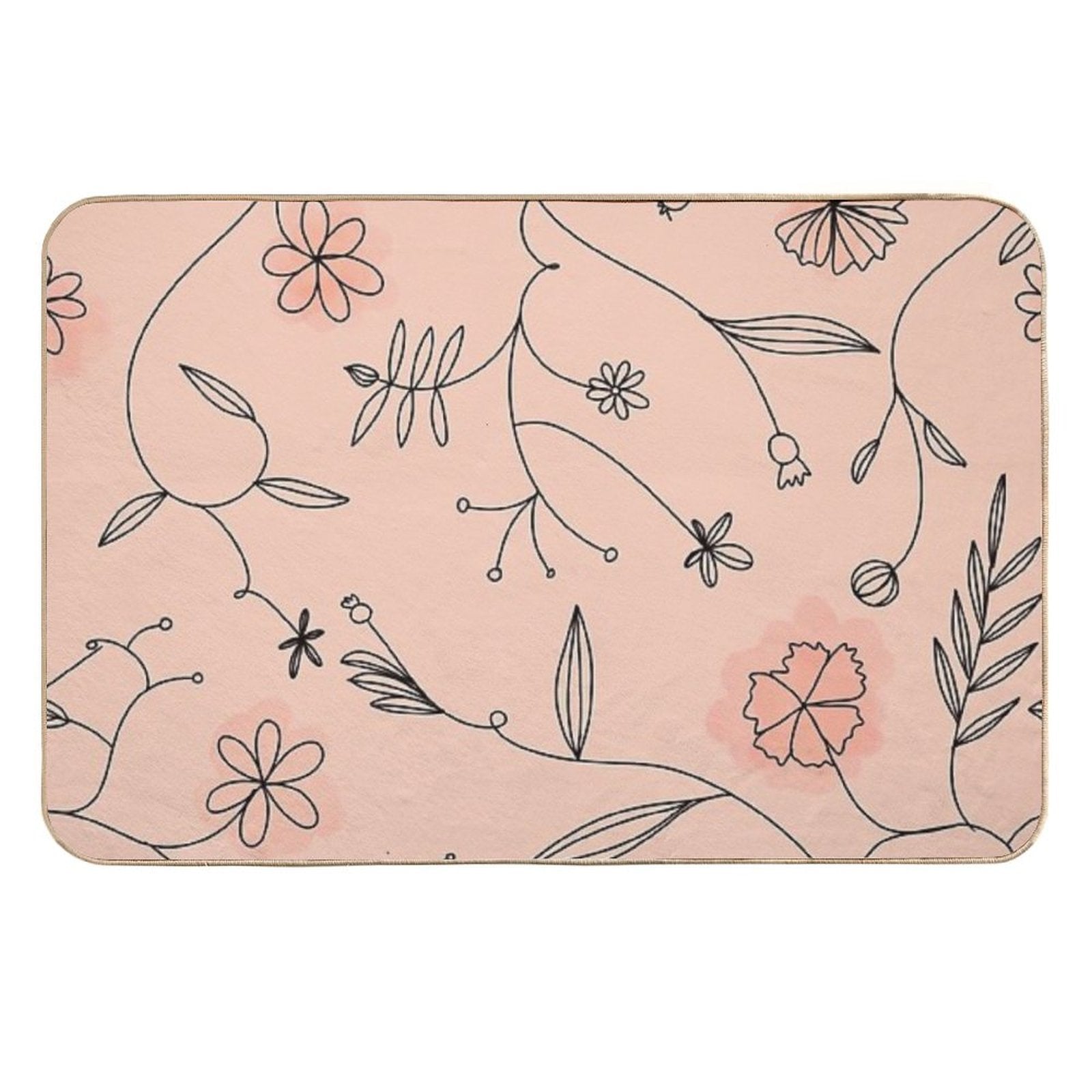 Pink Floral Boho Pattern  Non-Slip Bath Mat