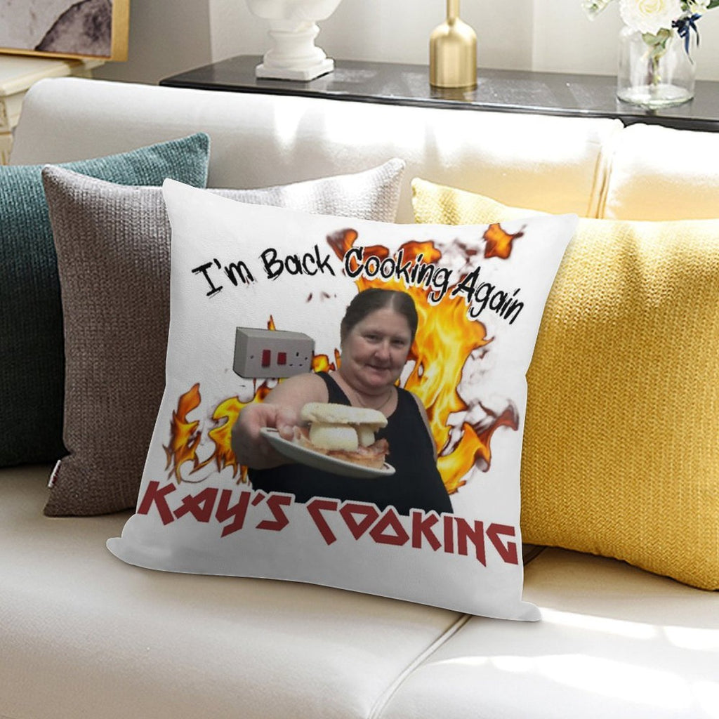 Kay's Cooking - I'm Back Cooking Again Soft Skin-Friendly Throw Pillow