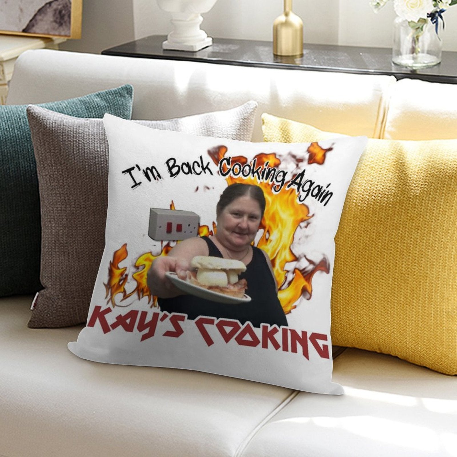 Kay's Cooking - I'm Back Cooking Again Soft Skin-Friendly Throw Pillow