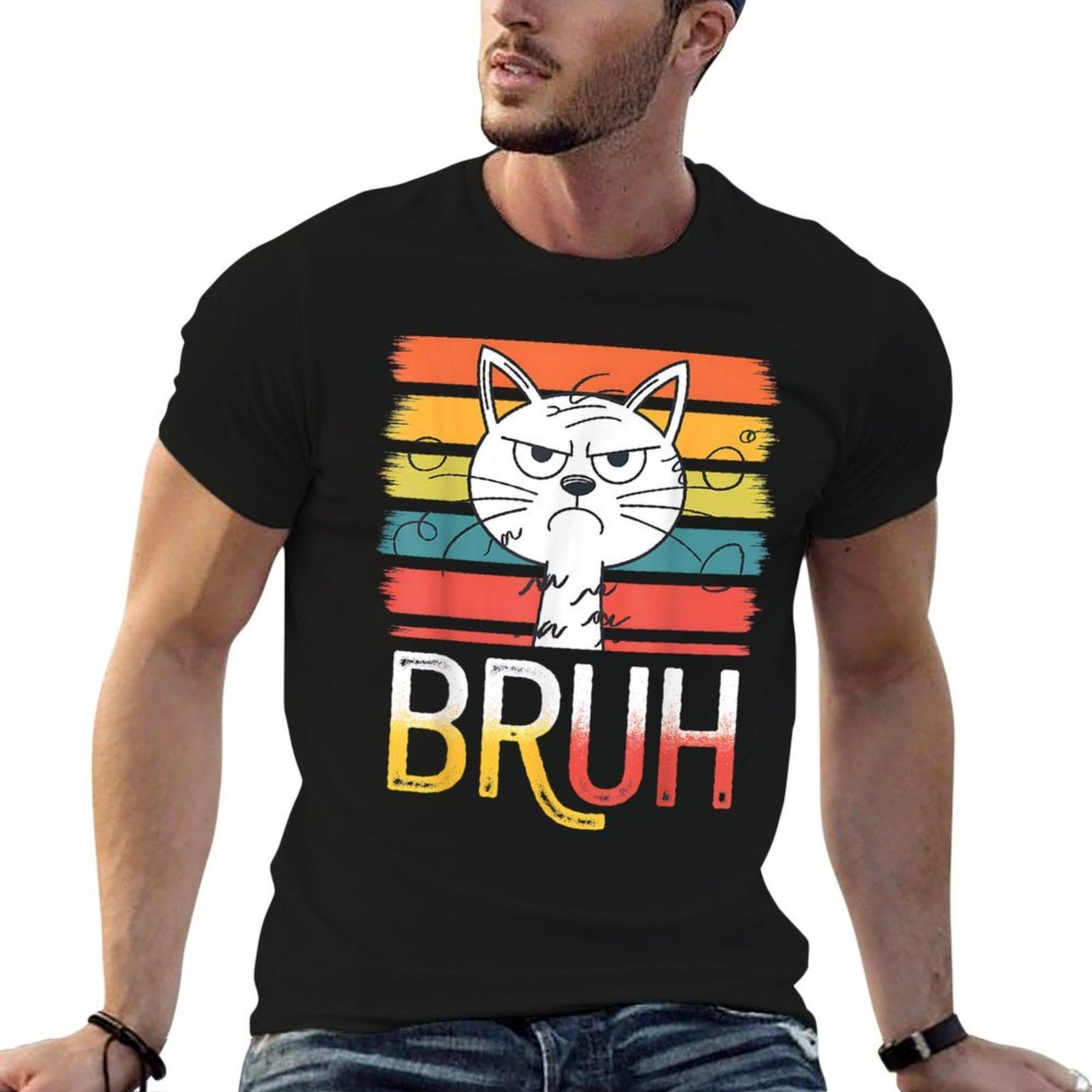 Cat Bruh Funny Cat Meme Graphic Men Women Kids  Affordable Price T-Shirt