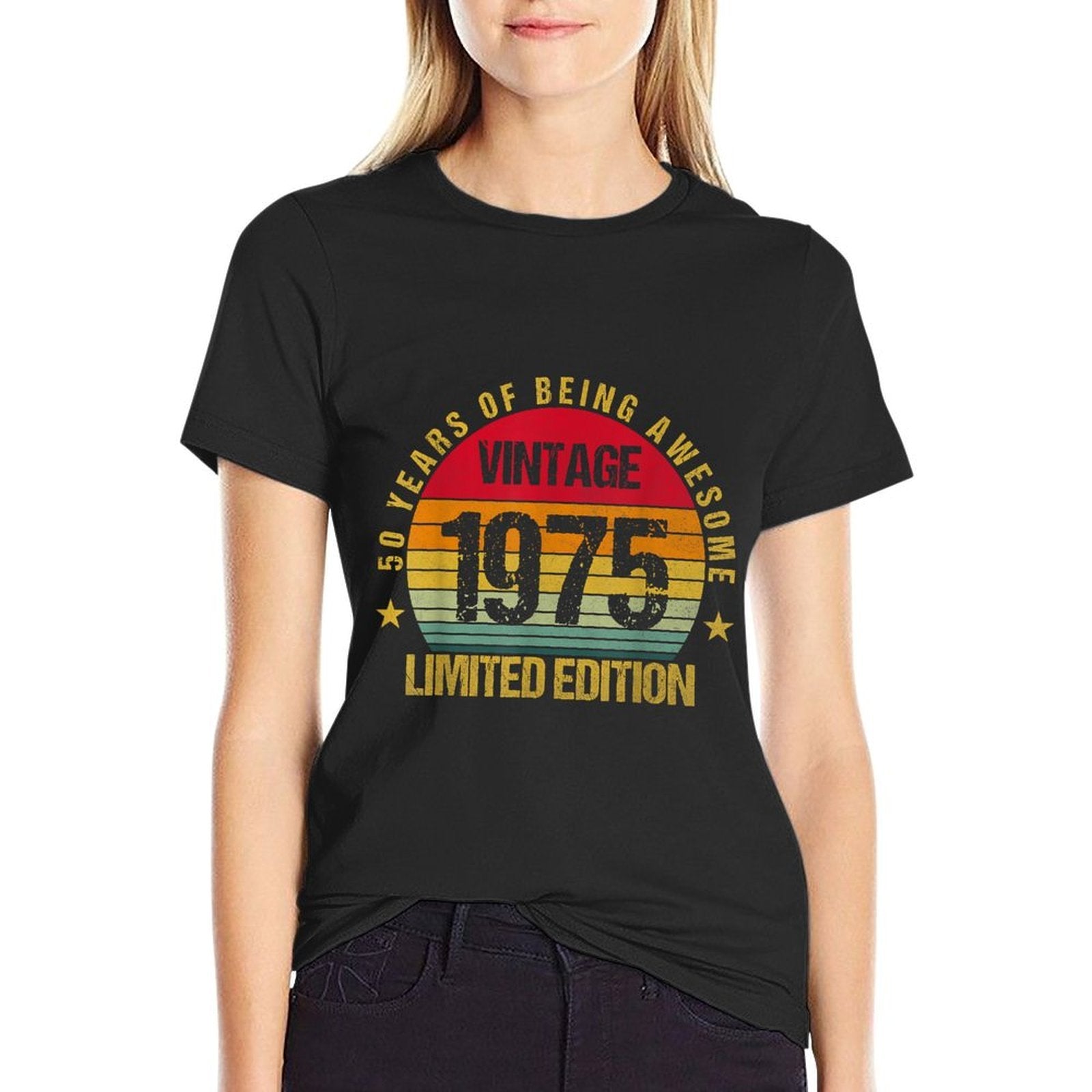 50 Years Old Fifty 1975 Vintage 50th Birthday Men Women Cute  Quick-drying T-Shirt