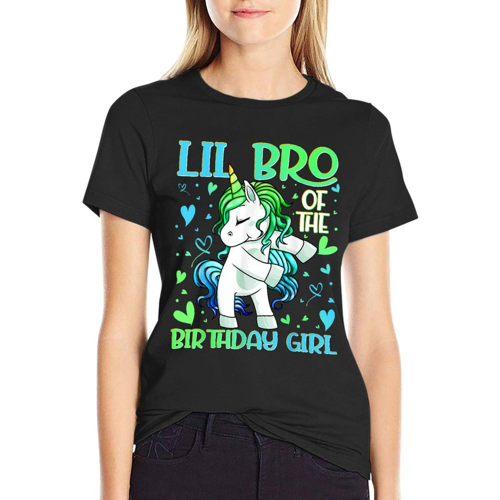 Lil Bro of The Birthday Girl Flossing Unicorn Little Brother  Heathered Texture T-Shirt