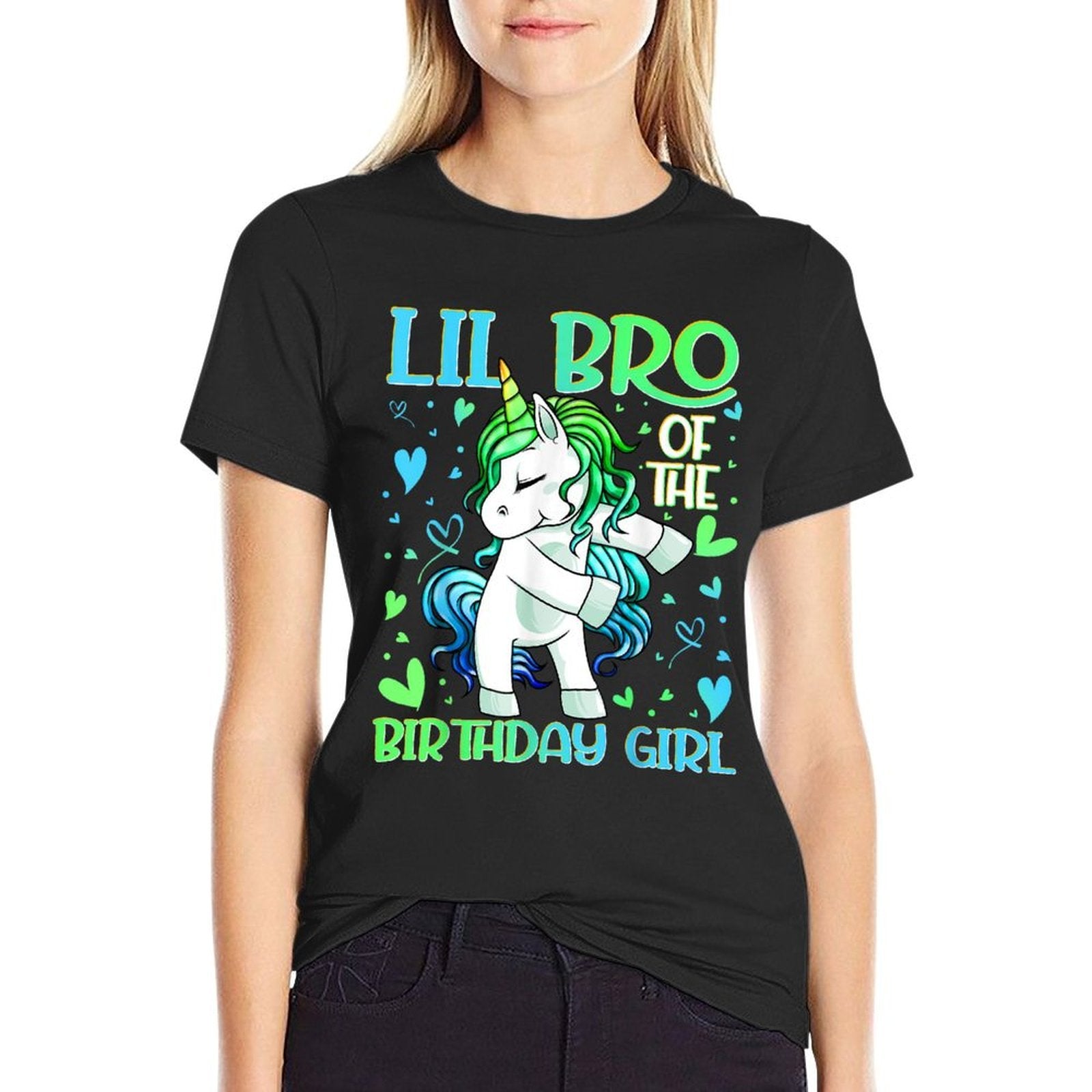 Lil Bro of The Birthday Girl Flossing Unicorn Little Brother  Heathered Texture T-Shirt