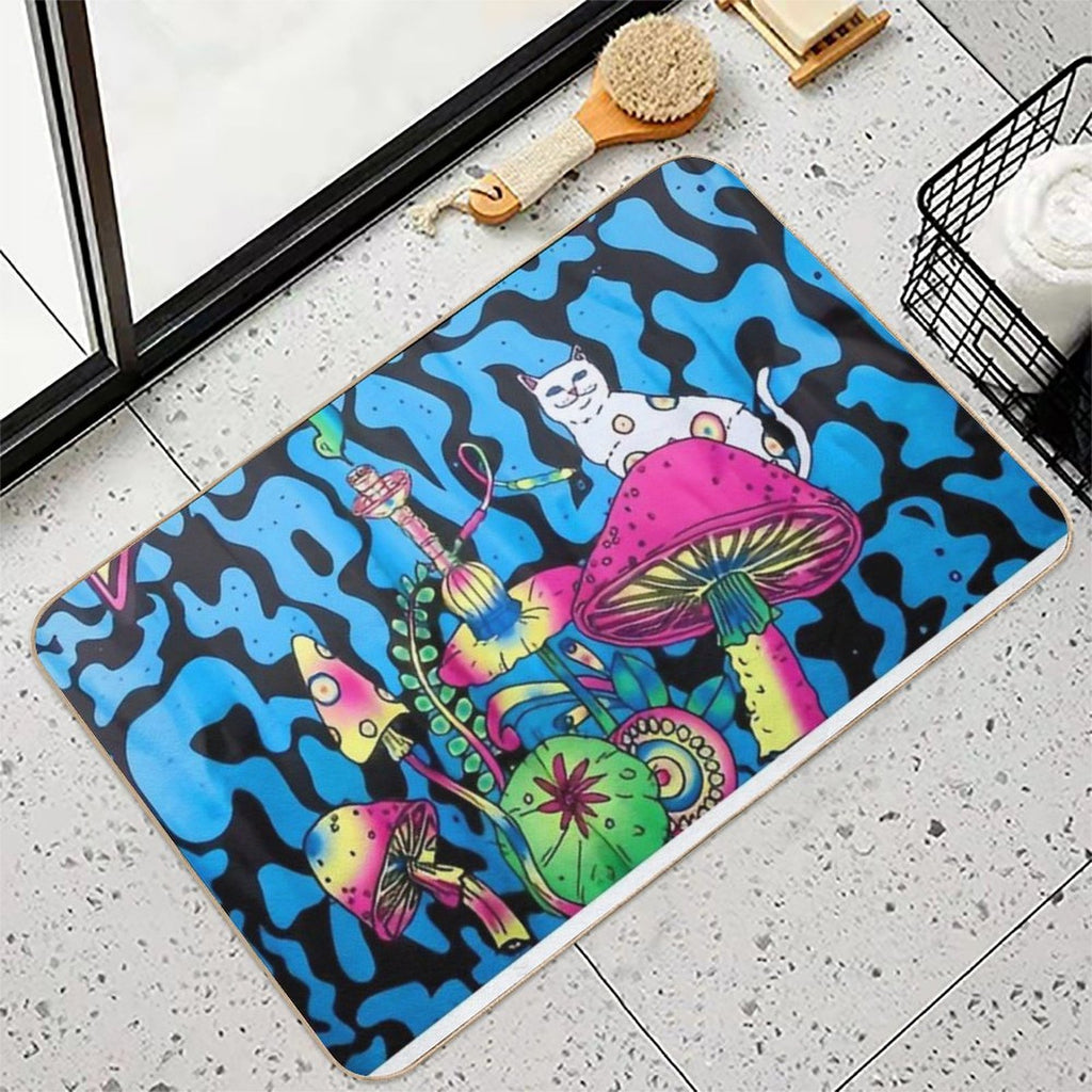 My Badass Cat's Shrooms  Easy To Clean Bath Mat
