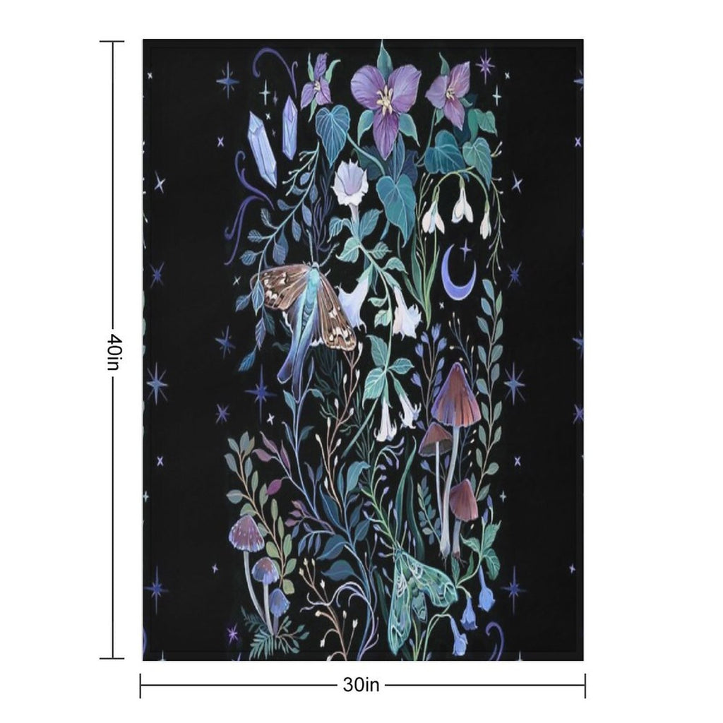 Night Garden Moth Anti-pilling Throw Blanket