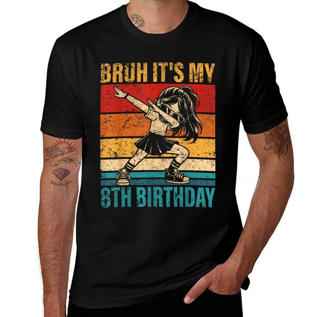 8 Year Old Birthday Dabbing Girl Bruh It's My 8th Birthday  Slim-fit Cut T-Shirt
